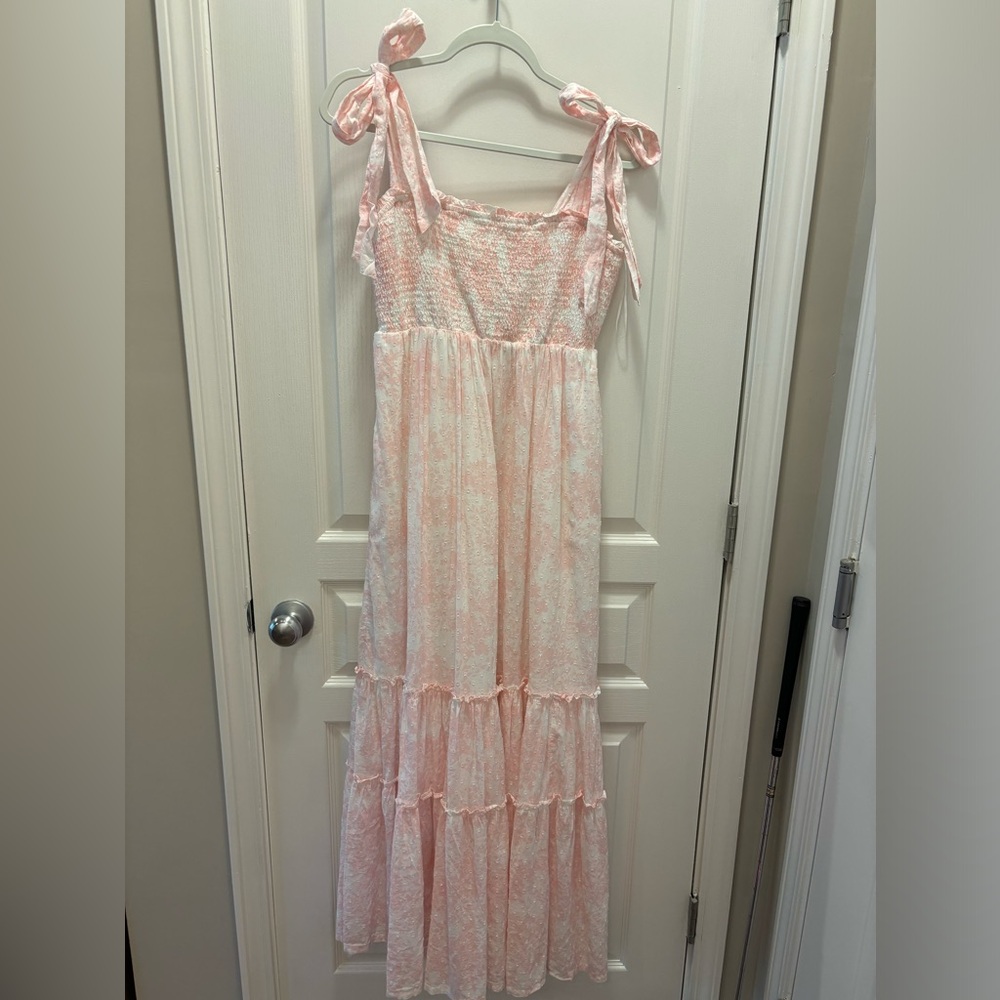 Crown & Ivy Pink and White Smocked Dress